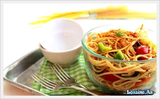 Uşaqların “yox” deməyəcəyi Spagetti salatı - LoaDinG.Az