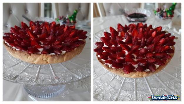 Çiyələkli Labneli Tart