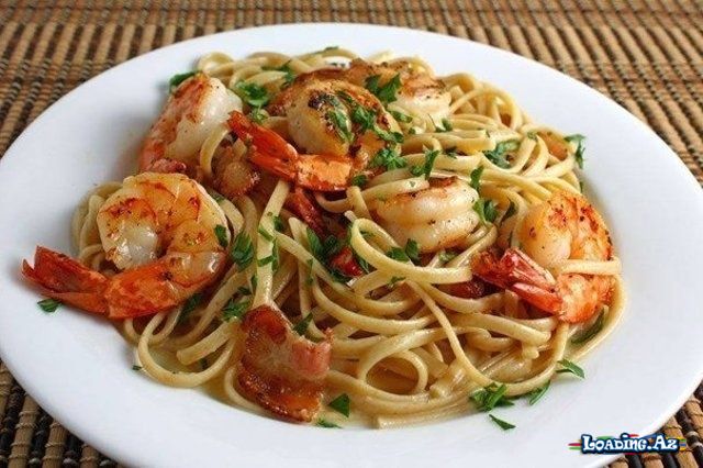 Krevetkalı spagetti - LoaDinG.Az