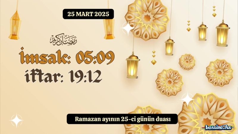 Ramazan ayının 25-ci günün duası 25 MART 2025 imsak və iftar vaxtları - LoaDinG.Az