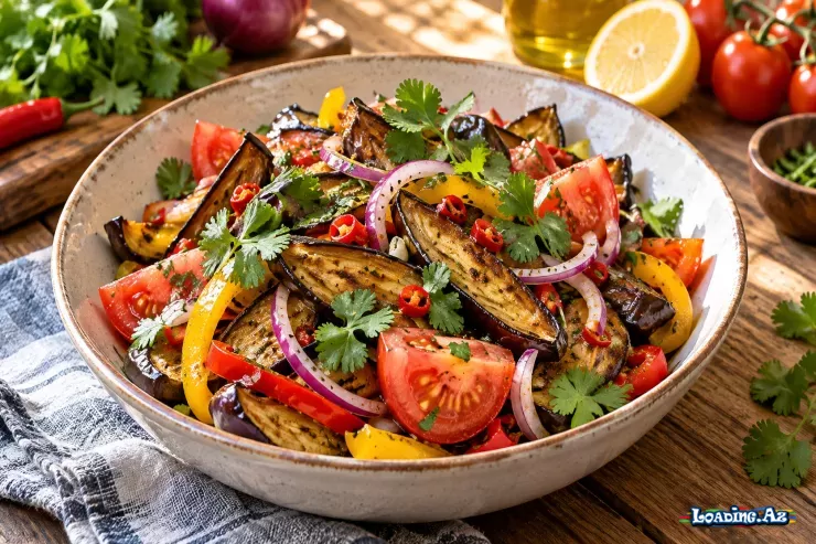 Sobada bişmiş badımcan və tərəvəz salatı RESEPTİ - Duz.Az